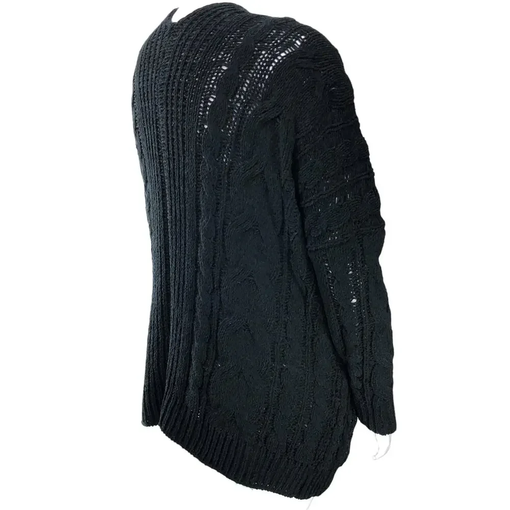 Loyd/Ford Womens Size M Sweater Chunky Knit Black Pure Rayon Sequins Pockets